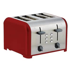 4-Slice Toaster, RedStainless Steel, Dual Controls, Extra Wide Slots, Bagel and Defrost