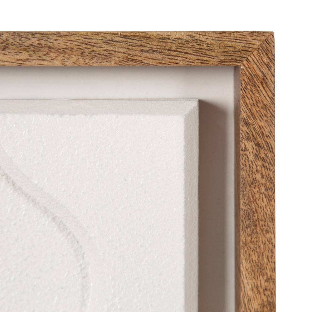 Yukiah 3-Piece White and Natural Wood Geometric Wall Art Set