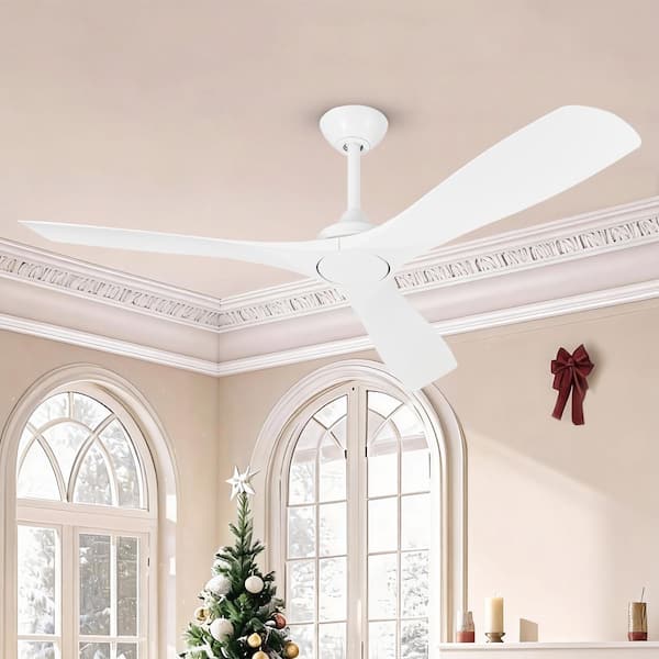 52 in. Indoor/Outdoor Modern Matte White Ceiling Fan with 6-Speed Remote Control and DC Motor