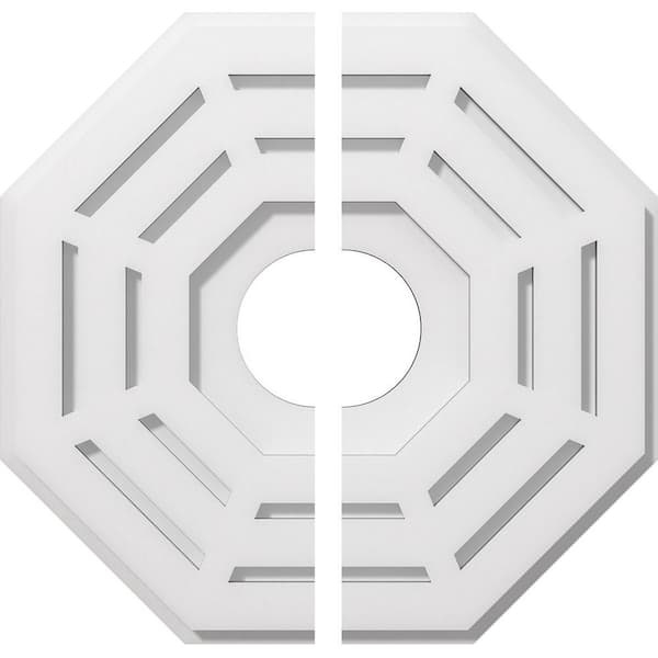 Ekena Millwork 1 in. P X 6-1/4 in. C X 16 in. OD X 4 in. ID Westin Architectural Grade PVC Contemporary Ceiling Medallion, Two Piece