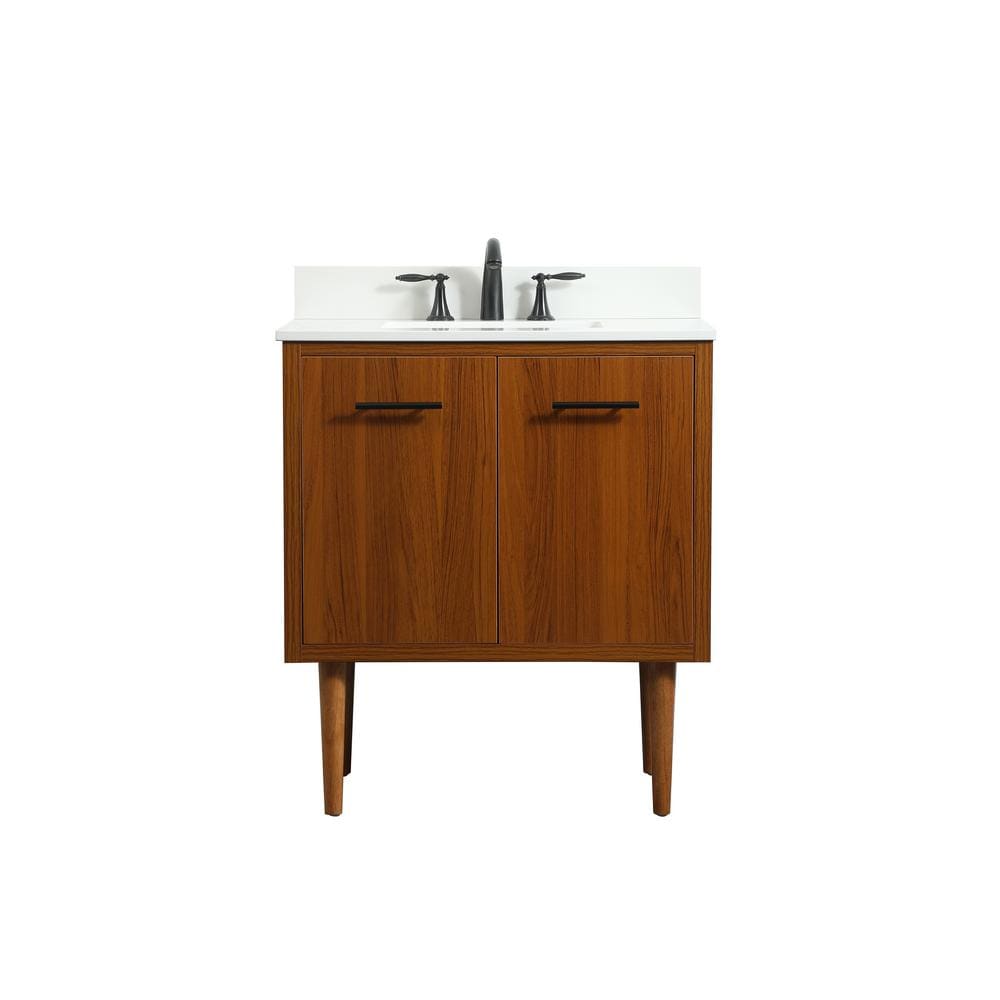 Simply Living 30 in. W x 19 in. D x 33.5 in. H Bath Vanity in Teak with Ivo