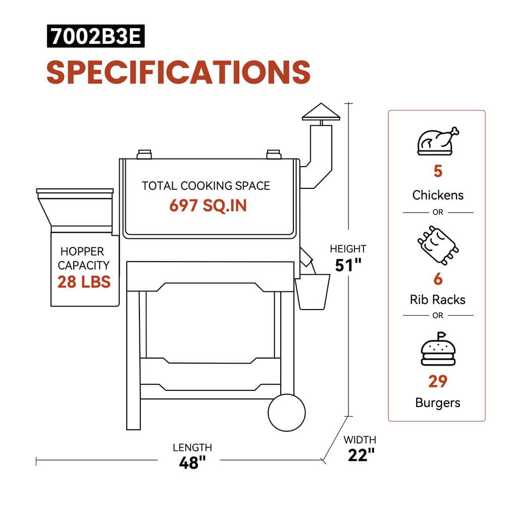 ZPG-7002B3E Stainless Steel Wood Pellet Grill BBQ Smoker