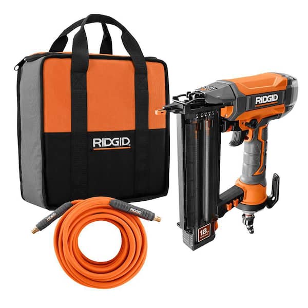 Pneumatic 18-Gauge 2-1/8 in. Brad Nailer w/ CLEAN DRIVE Technology, and Tool Bag, with 1/4 in. 50 ft. Lay Flat Air Hose