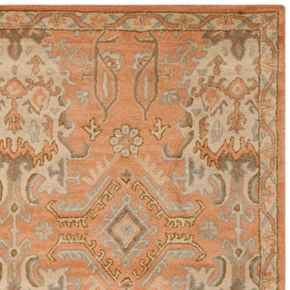 Handmade Terracotta Floral Wool Area Rug, 8'9" x 12'