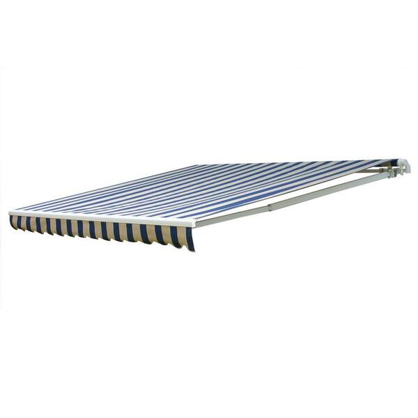 NuImage Awnings 20 ft. 7000 Series Motorized Retractable Awning (122 in. Projection) in Mediterranean/canvas block stripe