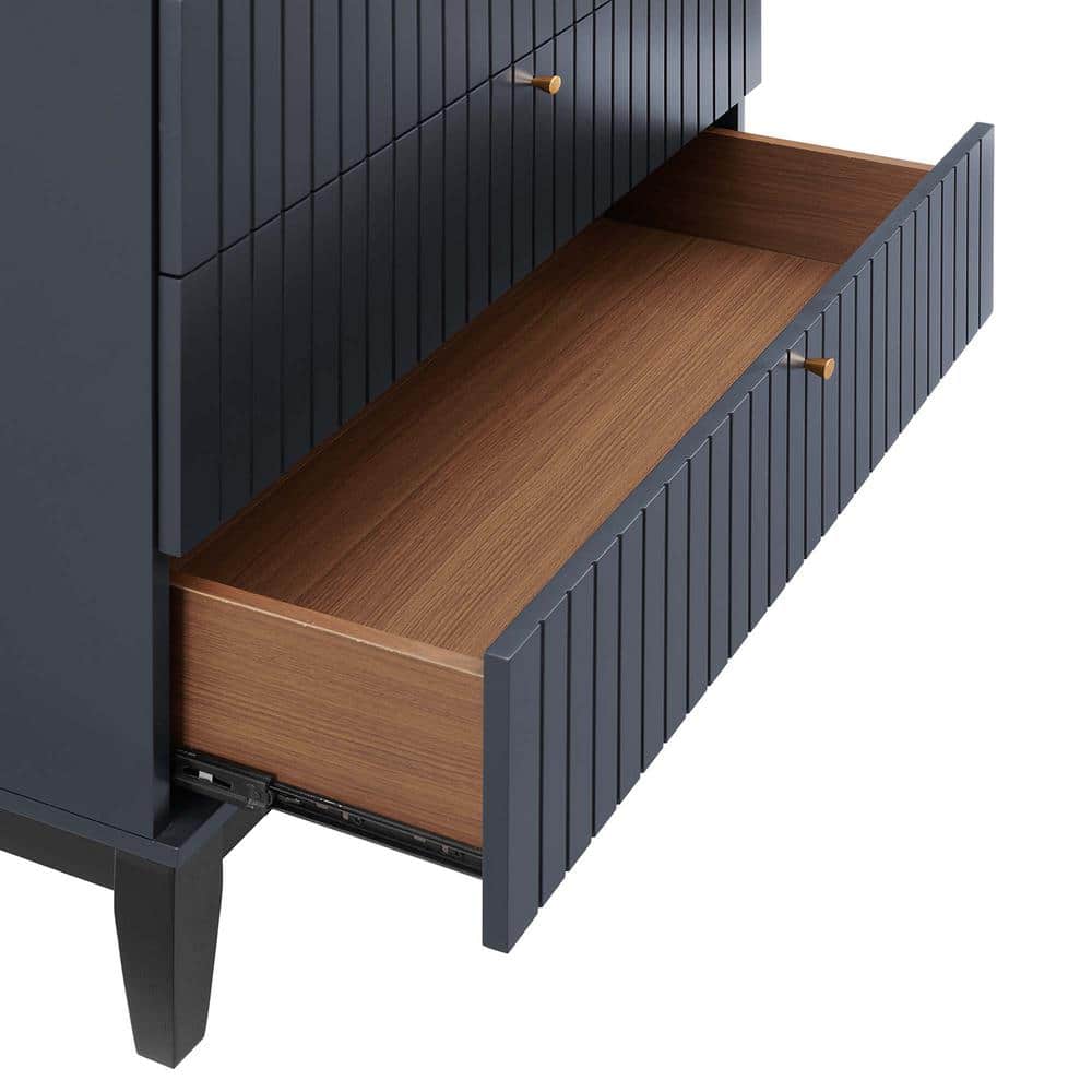 Dakota Blue Rubberwood and MDF Chest with Brass Hardware