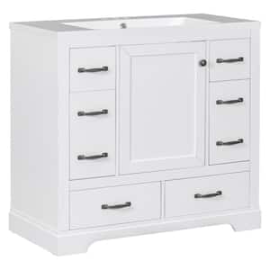 36.00 in. W x 18.00 in. D x 34.20 in. H One Sinks Bath Vanity in White with White Ceramic Top