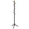 Walnut Free Standing Coat Rack Wooden Hall Tree 2-Adjustable Height with 9- Hooks HW65614BN - The Home Depot