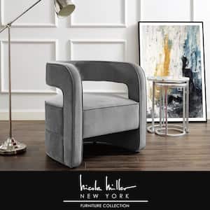 Otis Grey Upholstered Velvet Accent Chair With Open Back