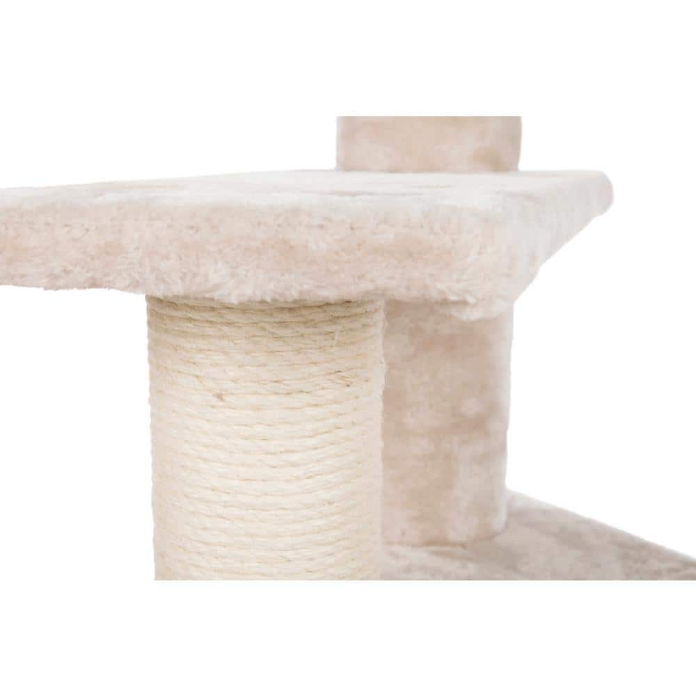 Greige Plush and Sisal 4-Level Cat Tree with Bed