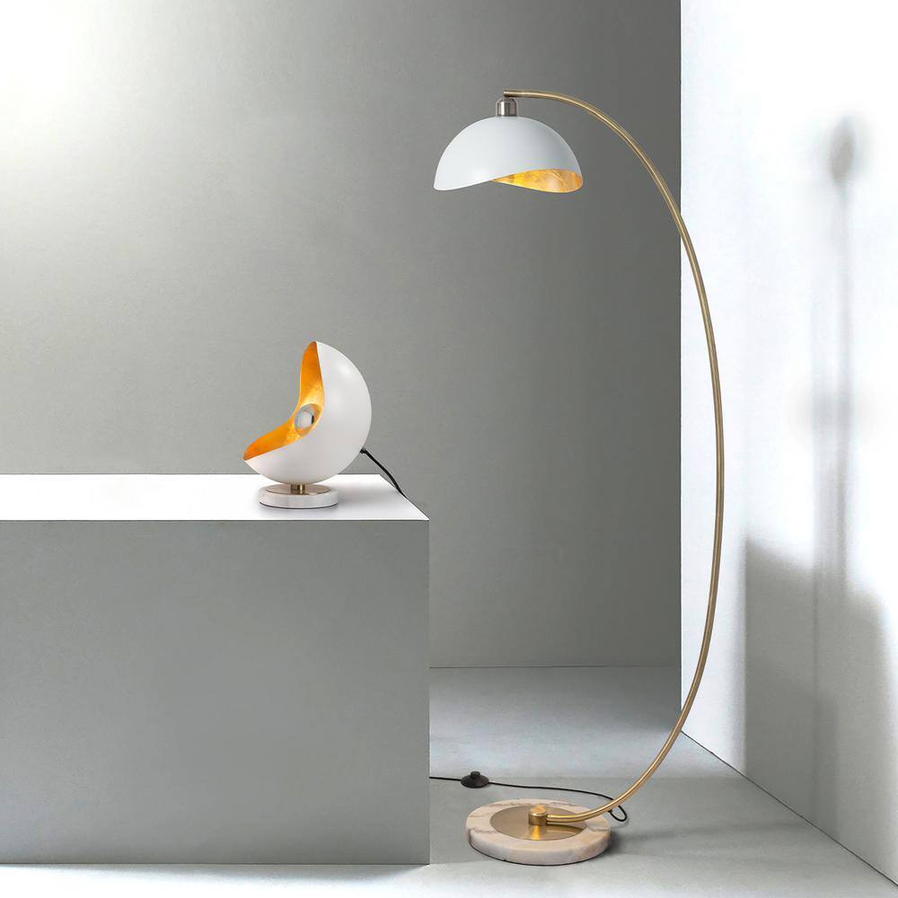 Luna Bella 88" Weathered Brass Arc Lamp with White Steel Shade