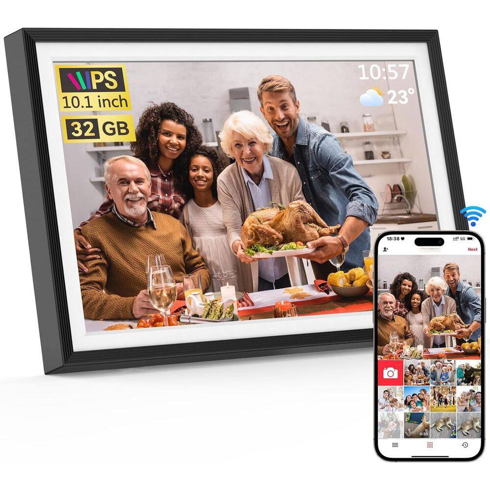 Frameo 10.1 In. WiFi Digital Picture Frame, HD Touch Screen, 32GB Memory, Auto-Rotate, Share Photos&Videos Anywhere