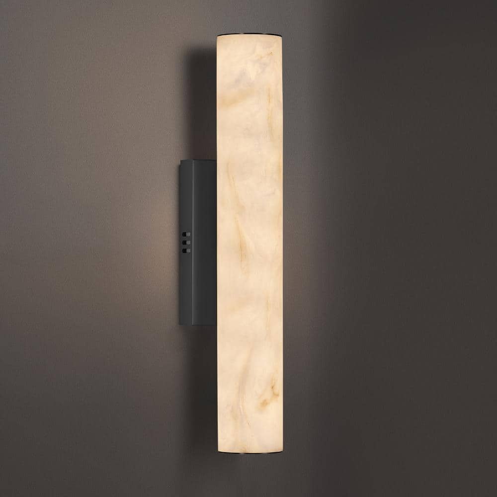 20 in. 1-Light Dimmable Black Integrated LED Bathroom Wall Sconce with Faux Marble Shade for Living Room, Bedroom price history on PriceWatchPro