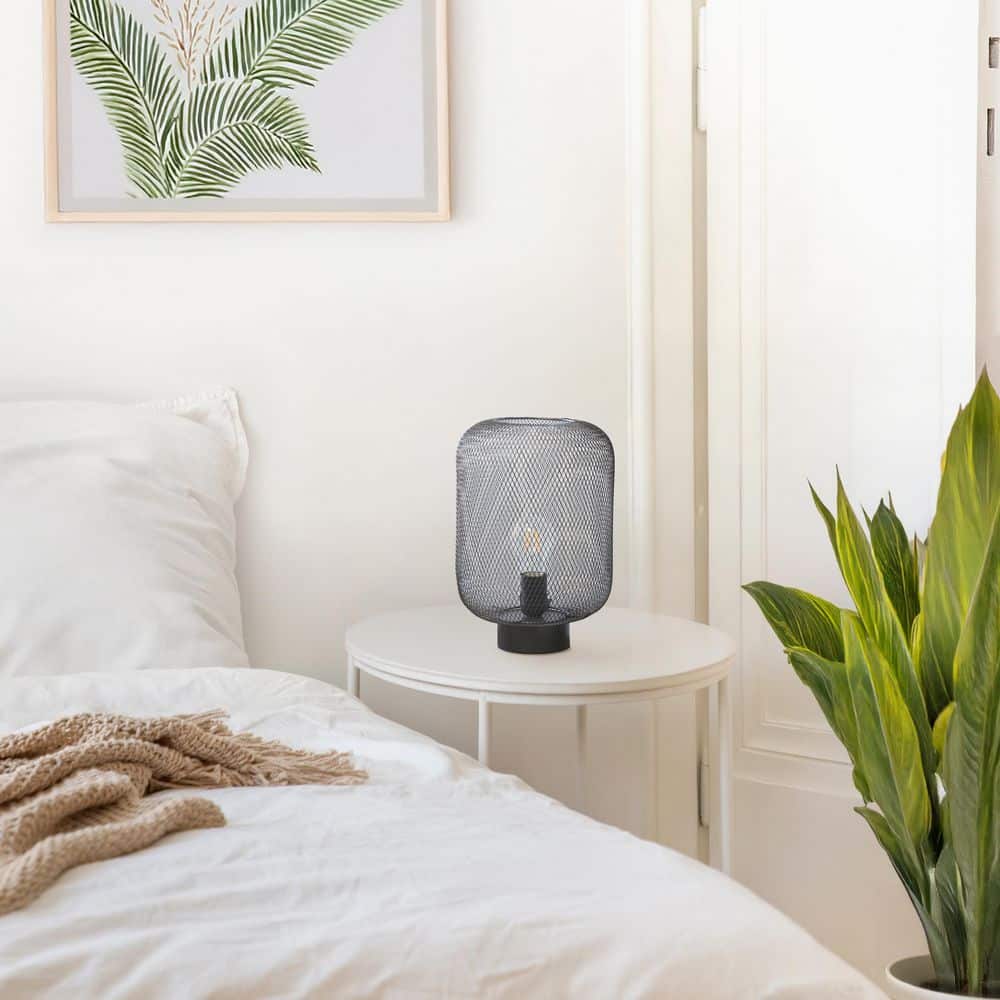 11.8 Industrial Mesh Wire Table Lamp Black Finish, Compact Accent Light for Any Room price history on PriceWatchPro