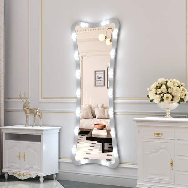 Silver 24 in. W x 63 in. H Rectangle LED Glass Full-Length Framed Mirror