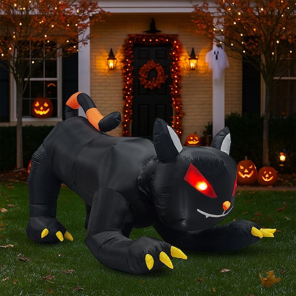 Karl home 6.5 ft. LED Animated Black Cat with Shakable Head