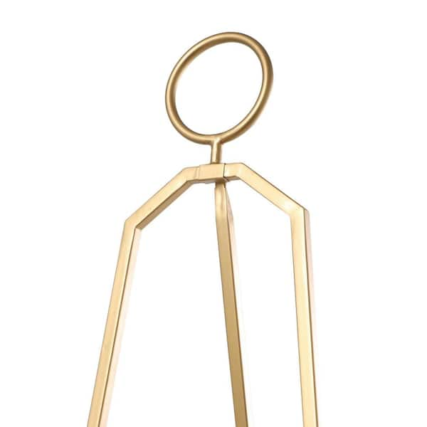 Litton Lane Gold Metal Tall Adjustable Minimalistic Easel with Circular Ring Top