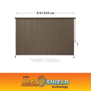 Chocolate Cordless 95% UV Block Fade Resistant Fabric with HeatShield Exterior Roller Shade 96 in. W x 84 in. L