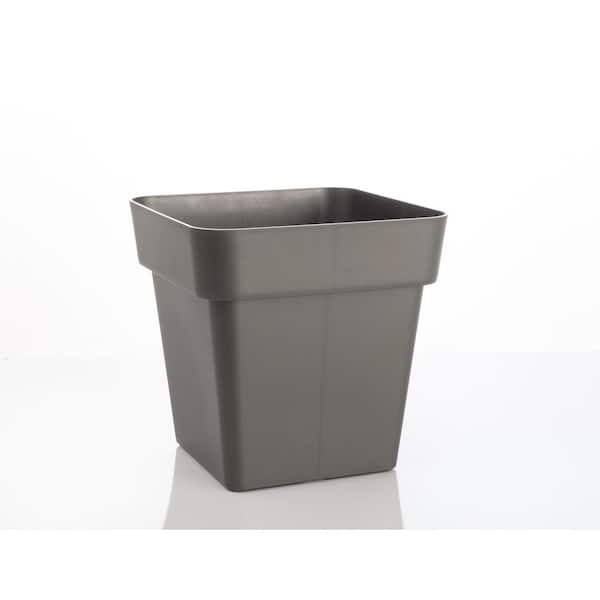 Alfresco Home 15.75 in. W Indoor Outdoor Modern Pac Square Pot w/Drain Hole, Anthracite