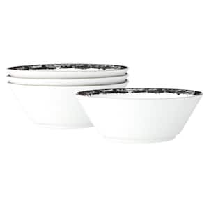 Black Rill 5 in., 9 fl. oz. (Black) Porcelain Fruit Bowls, (Set of 4)
