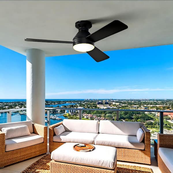 42 in. Indoor/Outdoor Black Ceiling Fan with Light and Remote, Dimmable LED, 3-Color, 6 Speeds DC Reversible, Noiseless