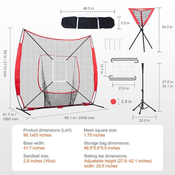 SKYSHALO 7 x 7 ft. Baseball Softball Practice Net, Portable