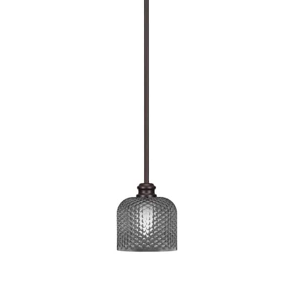 Unbranded Albany 60-Watt 1-Light Espresso Shaded Pendant Light with Smoke Textured Glass Shade, No Bulbs Included
