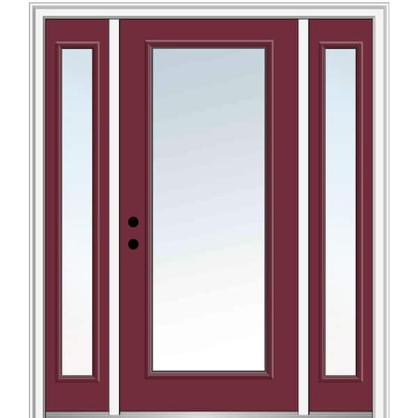 MMI Door 64.5 in. x 81.75 in. Classic Right-Hand Inswing Full Lite Clear Painted Steel Prehung Front Door with Sidelites
