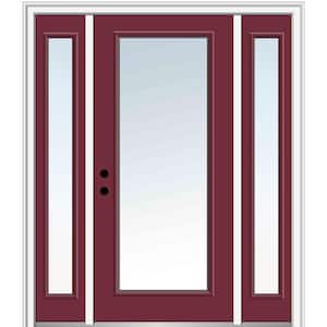 68.5 in. x 81.75 in. Classic Right-Hand Inswing Full Lite Clear Painted Steel Prehung Front Door with Sidelites