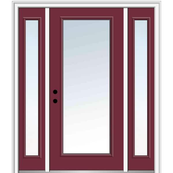 MMI Door 68.5 in. x 81.75 in. Classic Right-Hand Inswing Full Lite Clear Painted Steel Prehung Front Door with Sidelites