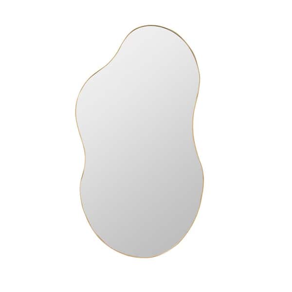 THKSHOUZ Gold 32.28 in. W x 19.09 in. H Irregular Metal Decorative Mirror
