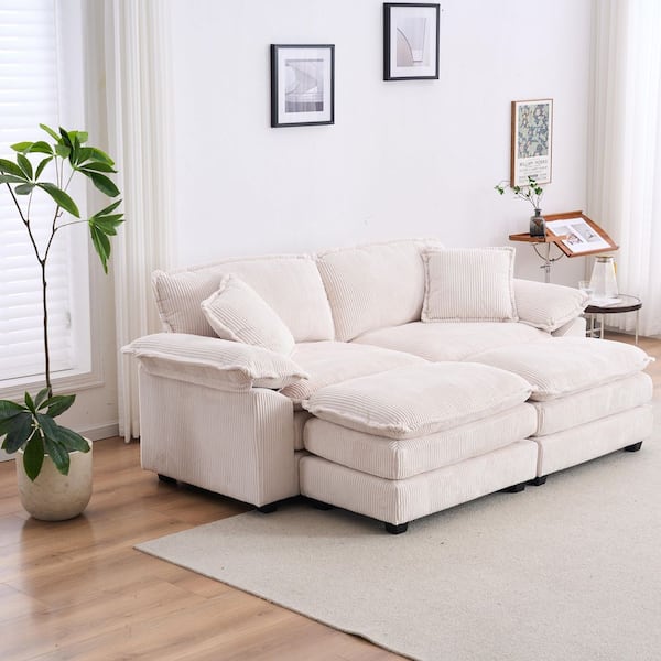 108.27 in. Round Arm 2-Piece L-Shaped Velvet Convertible Combination Sectional Sofa in Navy Blue