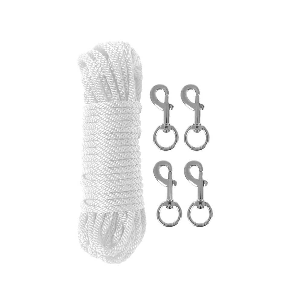 12-Strand 1/4 in. Nylon Flag Pole Hardware Kit 50Ft Halyard Rope 4 Swivel Snap Hooks Outdoor Camping price history on PriceWatchPro