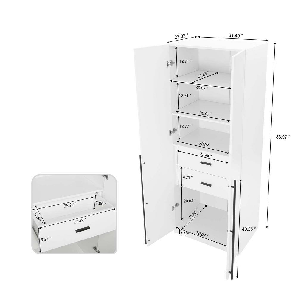 White Contemporary 2-Piece Modular Wardrobe Closet