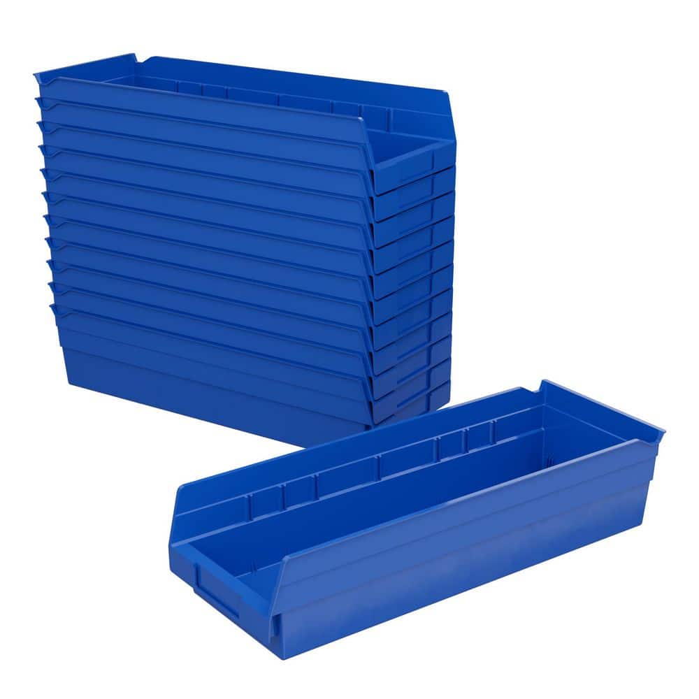 30138 Plastic Storage Shelf Bins, 18 in. D x 6 1/2 in. W x 5 in. H, Blue, 12-pack price history on PriceWatchPro