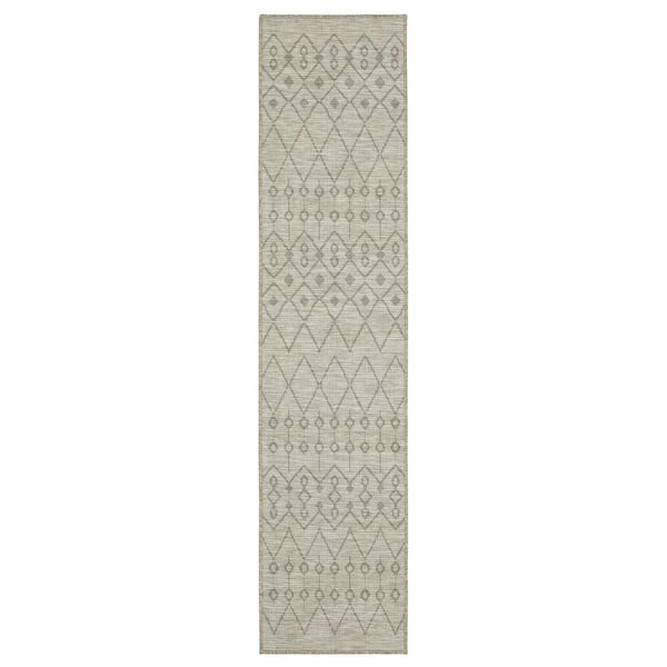 Thrasher Beige 2 ft. x 8 ft. Geometric Light Tribal Polypropylene Indoor/Outdoor Runner