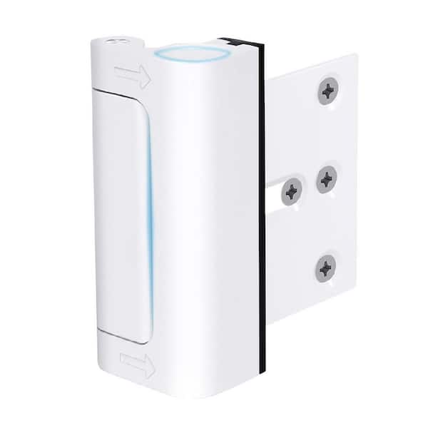 White Heavy-Duty Door Reinforcement Lock with 800 lbs Force Resistance & Child Safety Feature for Home Security