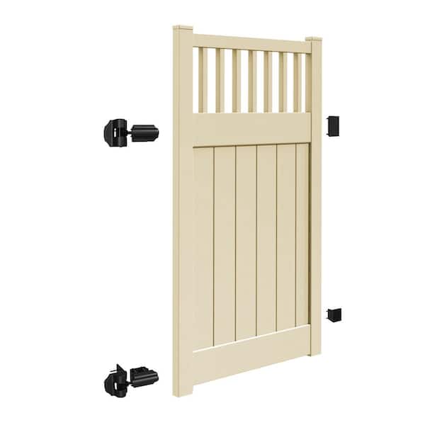 Rainier 4 ft. x 6 ft. Sand Vinyl Closed Picket Fence Gate