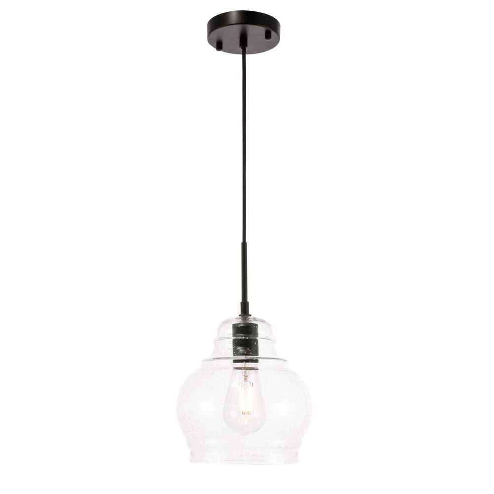 Timeless Home Pierce 1-Light Pendant in Black with 8 in. W x 9 in. H ...