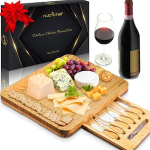Bamboo Food Serving & Food Slicer Platter - Cheese Board Presentation Set