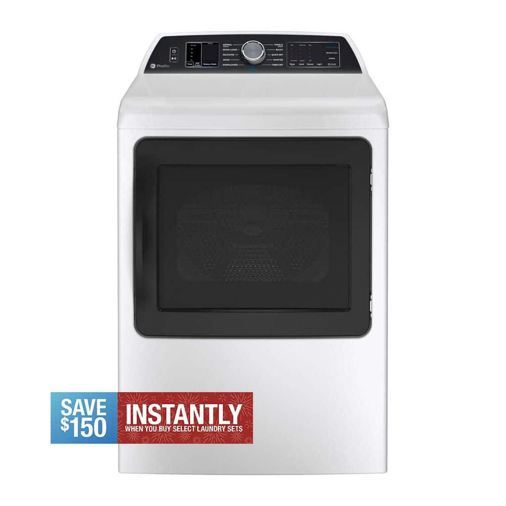 Profile 7.4 cu. ft. Smart Electric Dryer in White with Steam, Sanitize Cycle, and Sensor Dry, ENERGY STAR