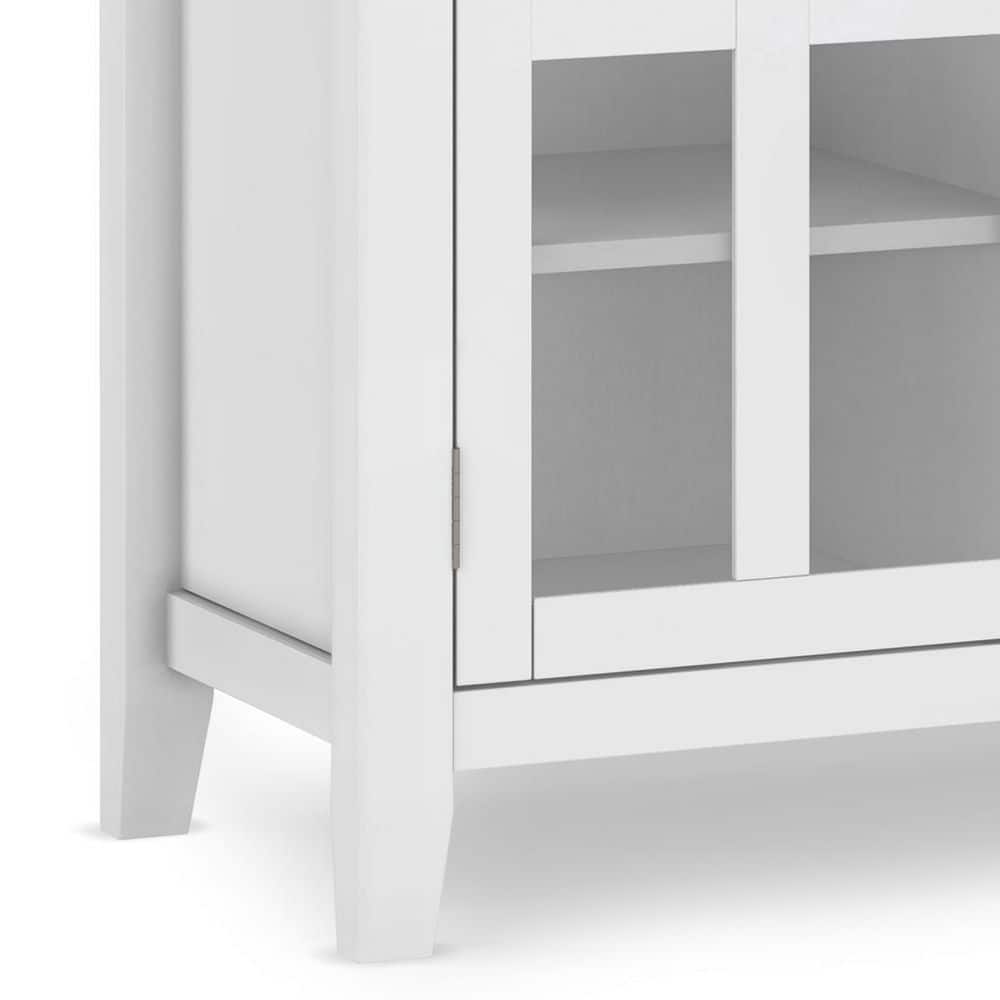 White Solid Wood 53" Traditional TV Media Stand with Cabinets