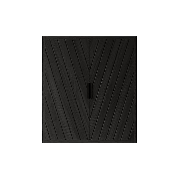 26 in. W x 8 in. D x 30 in. H Black Linen Cabinet