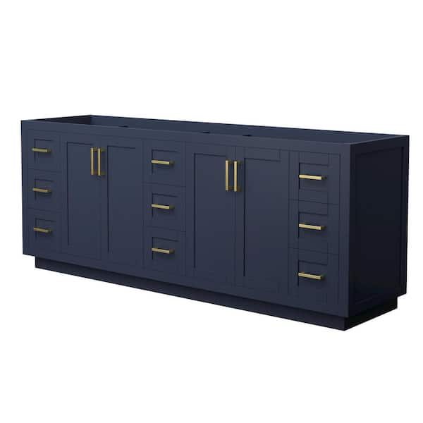 Wyndham Collection Miranda 83.25 in. W x 21.75 in. D x 33 in. H Double Bath Vanity Cabinet without Top in Dark Blue