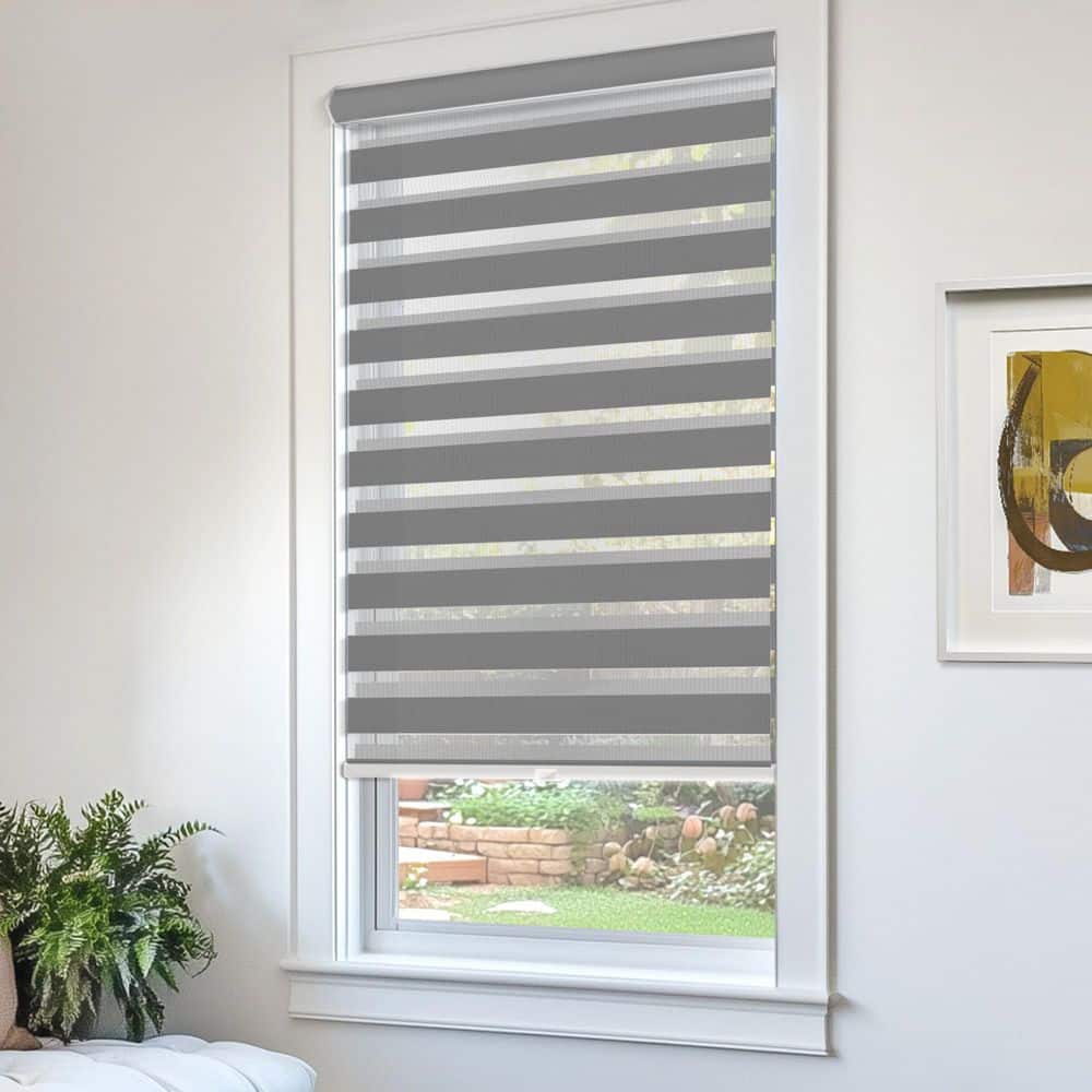 Basic Slate Cordless Zebra Shades 23" x 72"