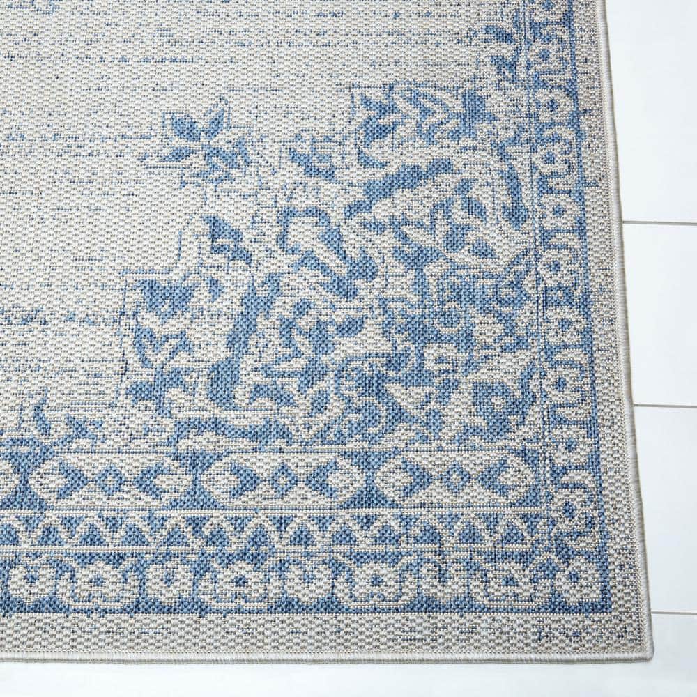 Elysian Grey/Blue Medallion Synthetic Indoor/Outdoor Area Rug