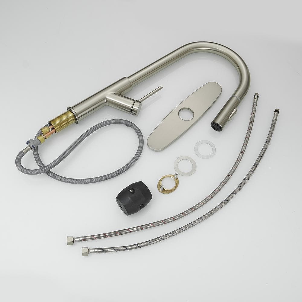 Nickel High-Arc Single Handle Pull-Down Kitchen Faucet