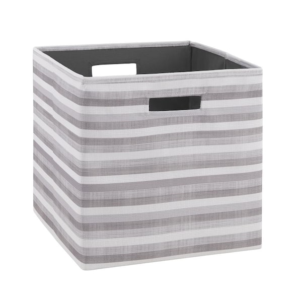 Linon Home Decor 13 in. H x 13 in. W x 13 in. D Gray Fabric Cube Storage Bin 2-Pack