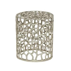 Doyers 13.5 in. x 15 in. Nickel Antique Round Metal End Table