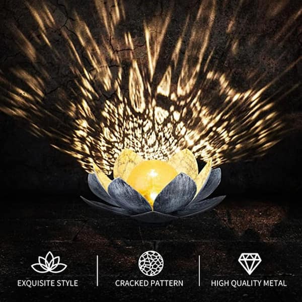 Cubilan Garden Solar Light Outdoor, Crackle Globe Glass